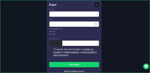 Registrazione Giocatore